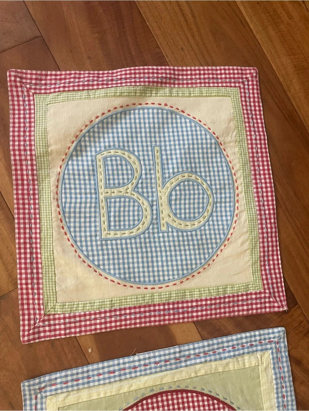 Pottery barn kids ABCs cloth quilted squares placemats hanging decor nursery